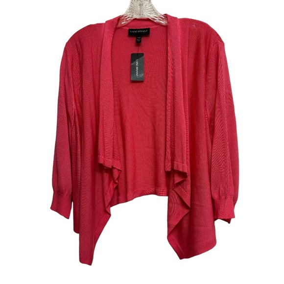 NWT Lane Bryant Open Front Drape Shrug Cardigan Cabo Coral Pink Size 14/16 - Picture 1 of 15